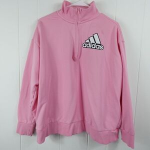Adidas Womens Pink Pull Over Mock Neck Sweatshirt Quarter Zip Size 1X